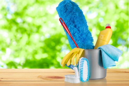 Office cleaner working in a Haringey business workspace