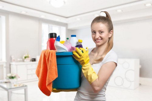 Detailed post-construction cleaning of kitchen surfaces and fittings